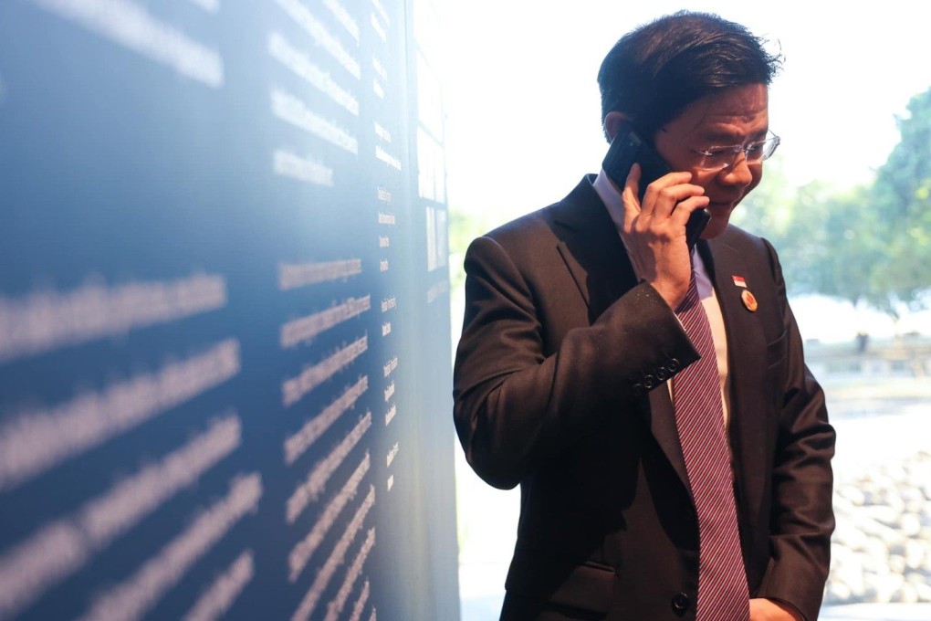 Singapore’s Prime Minister Lawrence Wong in a phone call with US President Donald Trump on November 19, 2024. Photo: Ministry of Digital Development and Information of Singapore