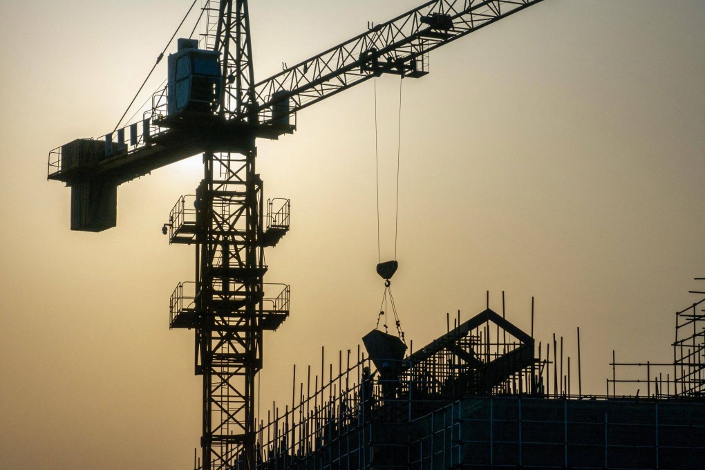 A residential building under construction in Huaian, in eastern China’s Jiangsu province. New-home prices in China continued to slump last month. Photo: AFP