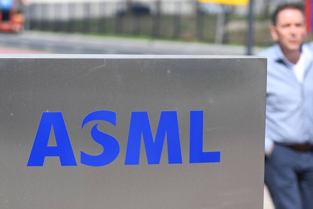 The ASML logo seen at the company’s headquarters in Veldhoven, Netherlands. Photo: AFP