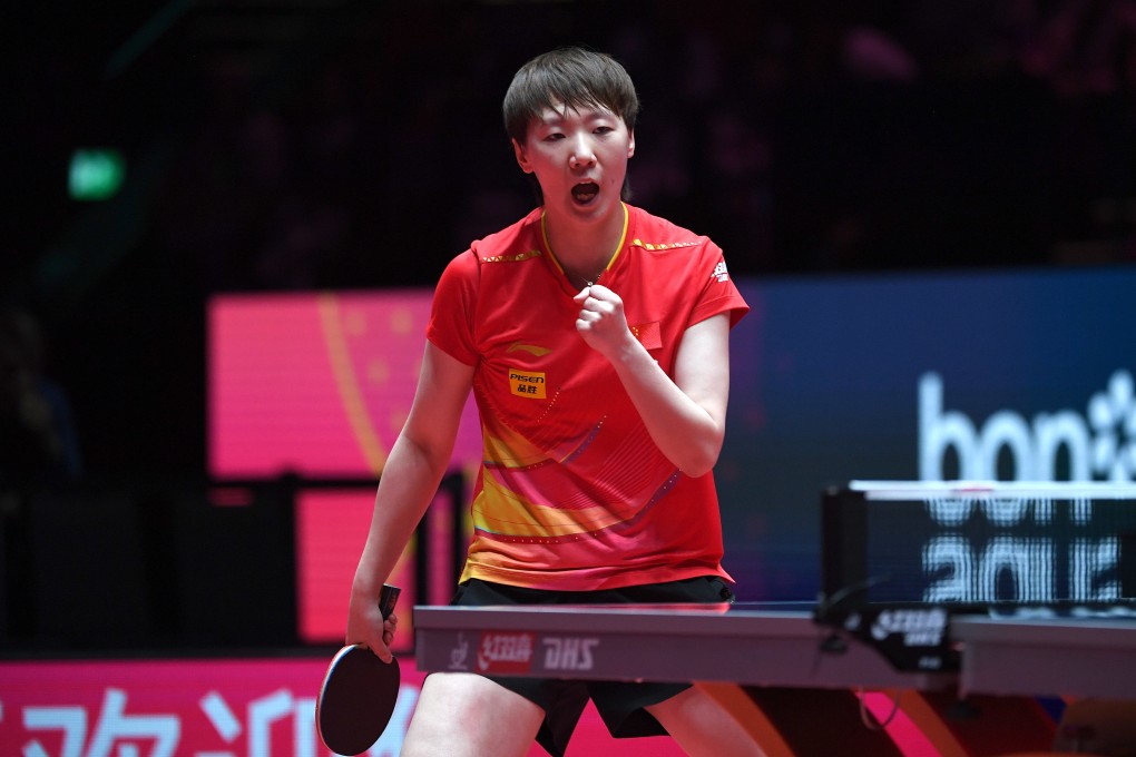 Wang Manyu celebrates during her group match against Linda Bergstrom in Macau on Tuesday. Photo: Xinhua