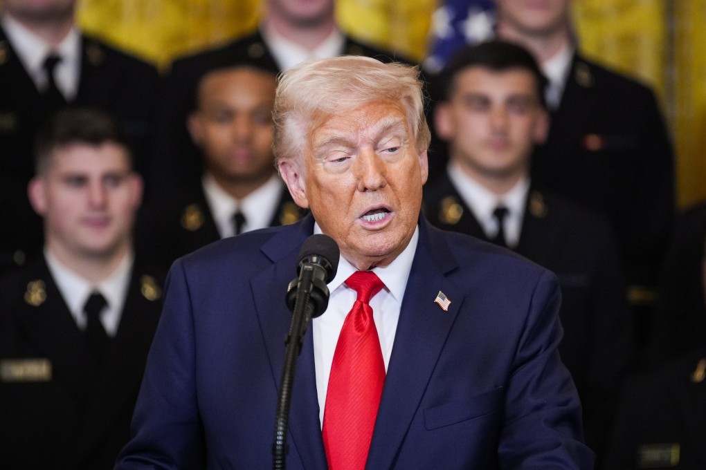 US President Donald Trump speaks in the East Room at the White House on Tuesday. Photo: EPA-EFE