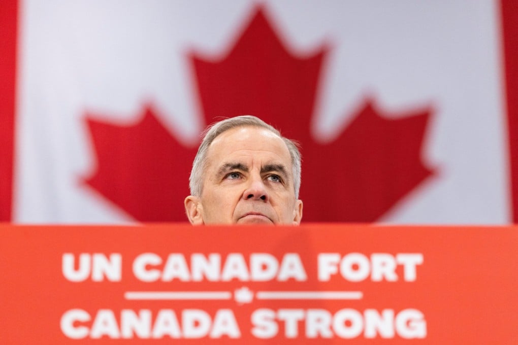 Canada’s Prime Minister Mark Carney speaks at Nova Bus in Saint-Eustache, Quebec, Canada, on Tuesday. Photo: Reuters