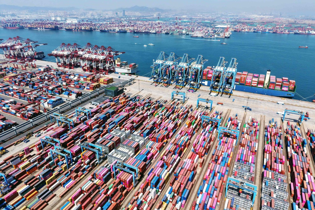 Container ships are seen at a port in Qingdao in east China’s Shandong province on Tuesday. Photo: AFP