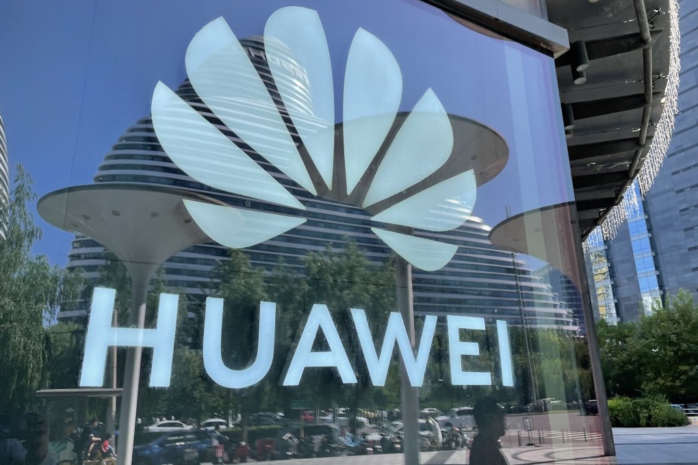 The Huawei logo is seen on a glass wall at a shopping mall in Beijing, September 7, 2021. Photo: Simon Song