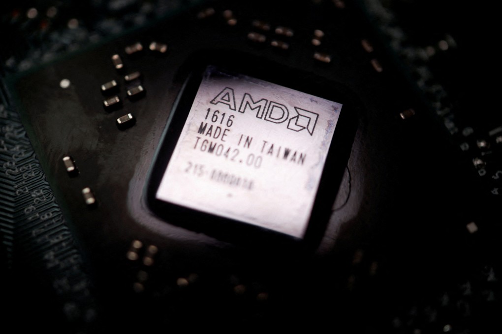 The AMD logo is seen on a graphics processing unit (GPU) chip in this illustration picture taken February 17, 2023. Photo: Reuters
