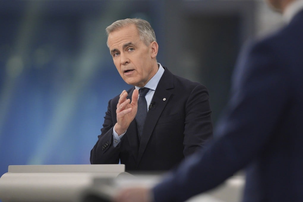 Mark Carney speaks during the French-language federal leaders’ debate in Montreal on Wednesday. Photo: Canadian Press via AP