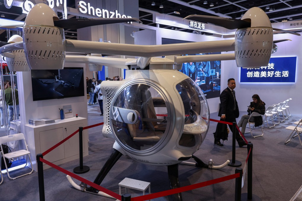 A Zero Gravity ZG-One electric vertical take-off and landing aircraft on display at InnoEX in Hong Kong on Wednesday. Photo: Reuters