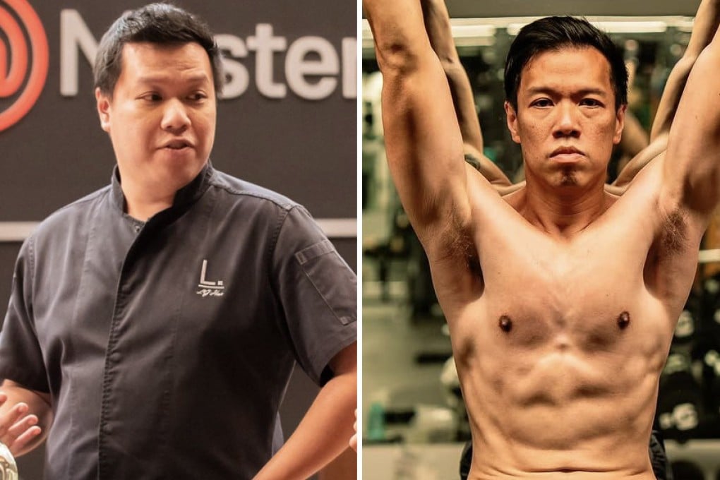 (Left) Singaporean chef LG Han on Masterchef Asia in 2021, and (right) more recently after losing weight and building strength. Photo: Instagram/han_lg