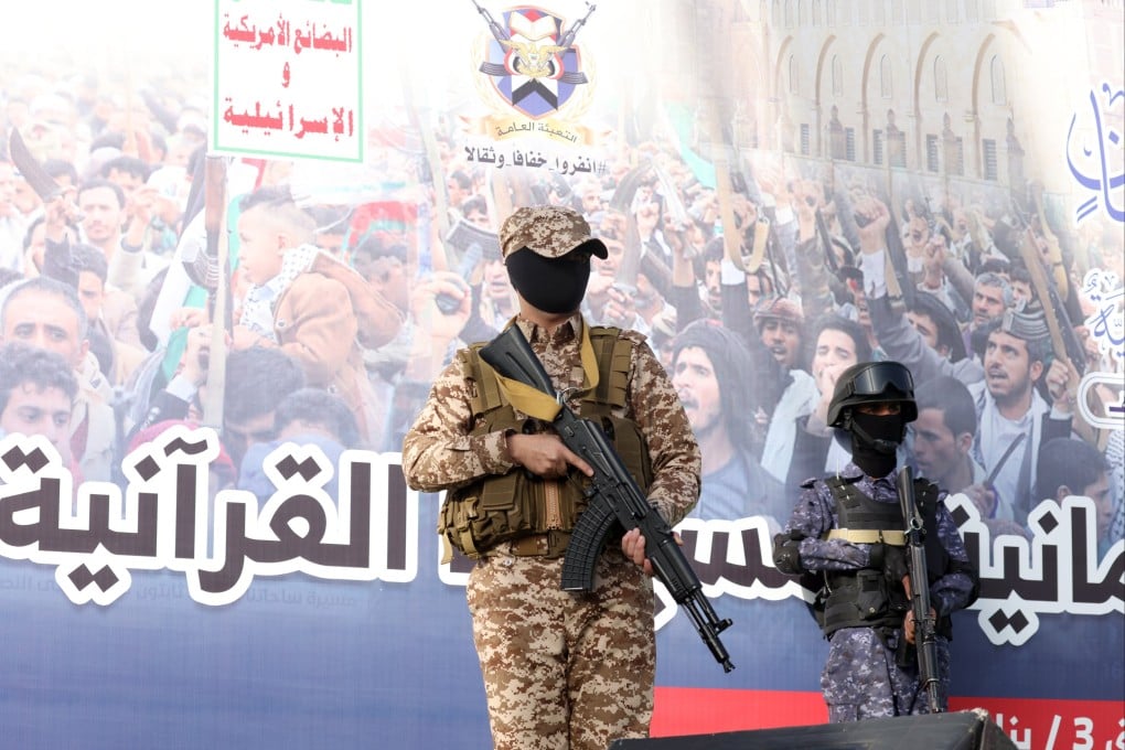 Houthi soldiers stand guard in Sanaa, Yemen. On Thursday, the US accused Chinese firm Chang Guang Satellite Technology of directly supporting attacks on US interests by Houthi fighters. Photo: EPA-EFE