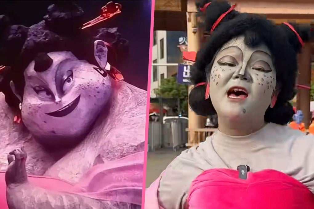 A Chinese woman cosplaying as the character Lady Rocky from the Ne Zha 2 film was verbally attacked after being mistaken for being Japanese. Photo: SCMP composite/Douyin