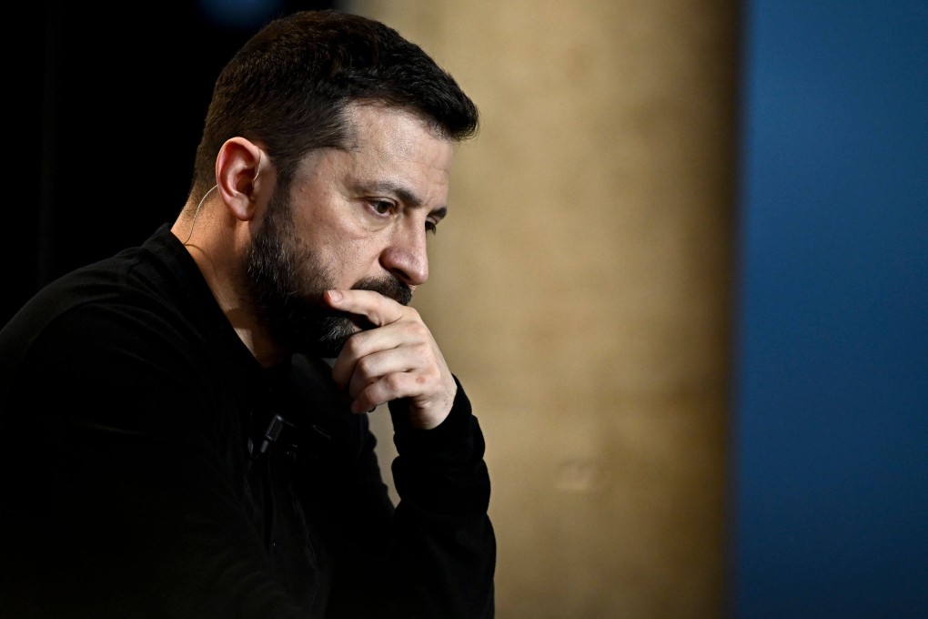 Ukrainian President Volodymyr Zelensky looks on at a press conference in Paris, France, on March 27. Photo: AFP