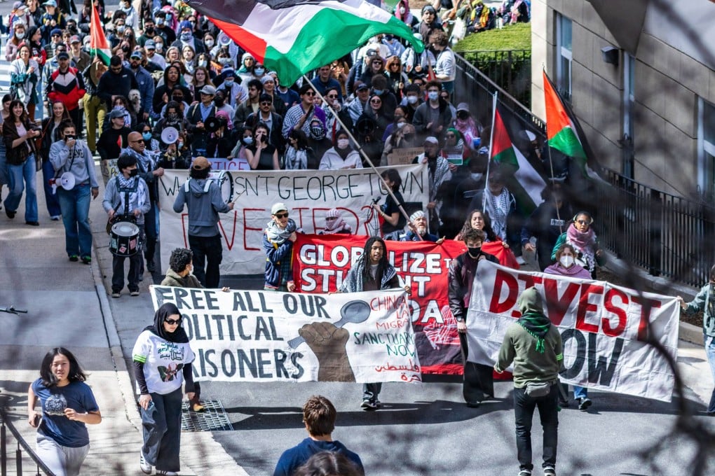 Georgetown University’s students and faculty members at a protest rally demanding the release of a pro-Palestinian postdoctoral scholar who was arrested by US immigration agents. Photo: ZUMA Press Wire/dpa
