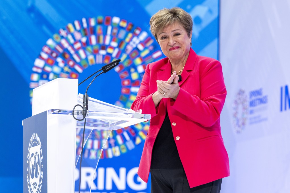 IMF Managing Director Kristalina Georgieva at the IMF headquarters in Washington on Thursday. Photo: EPA-EFE