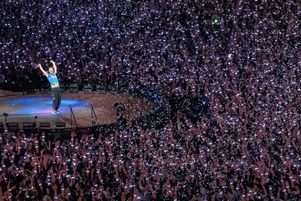 Vocalist Chris Martin performs during Coldplay’s concert at Kai Tak Stadium in Hong Kong on April 9, 2025. Photo: Harvey Kong