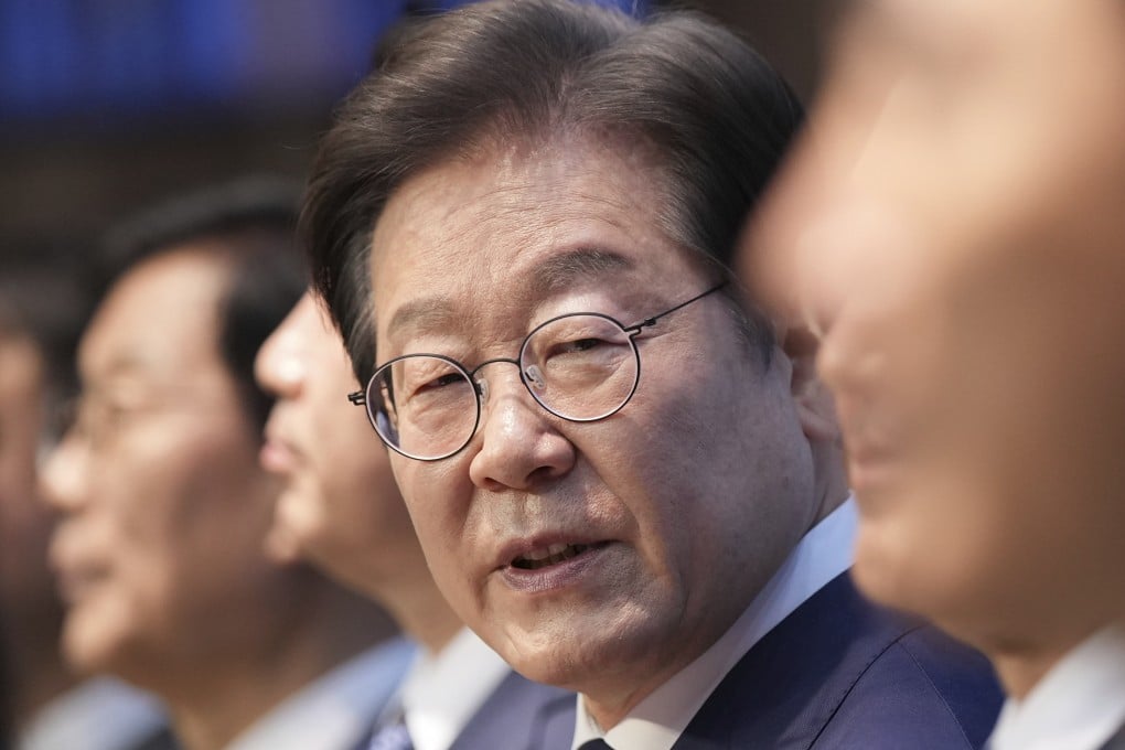 South Korea presidential candidate Lee Jae-myung at the National Assembly in Seoul on April 11. Photo: AP