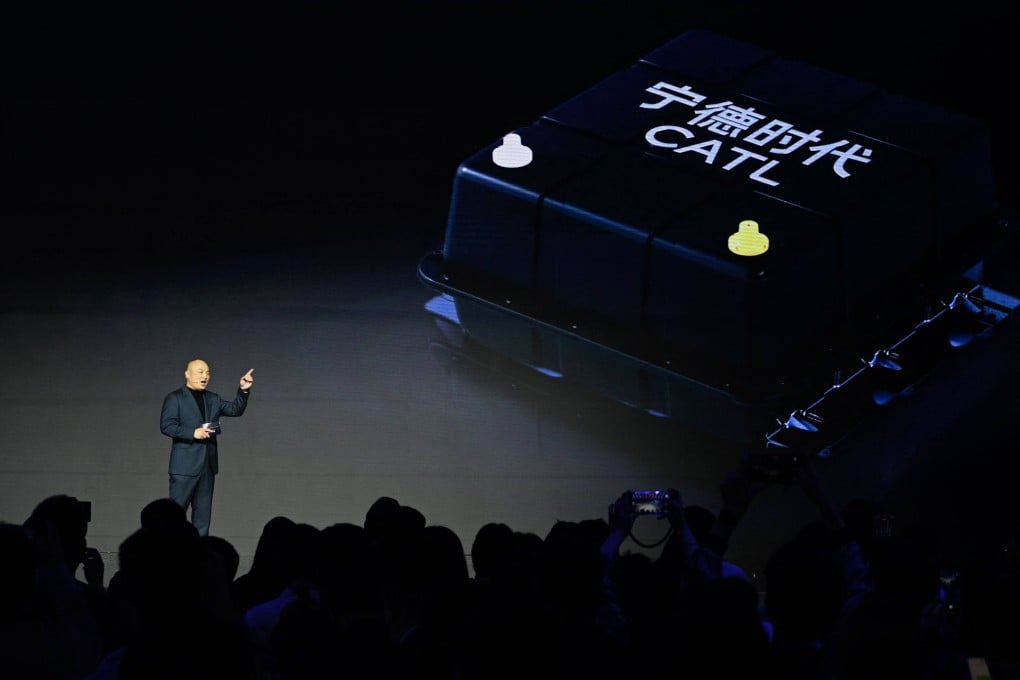 Contemporary Amperex Technology’s Gao Huan, chief technology officer for  EV business, speaks at CATL Tech Day in Shanghai on April 21, 2025. Photo: AFP