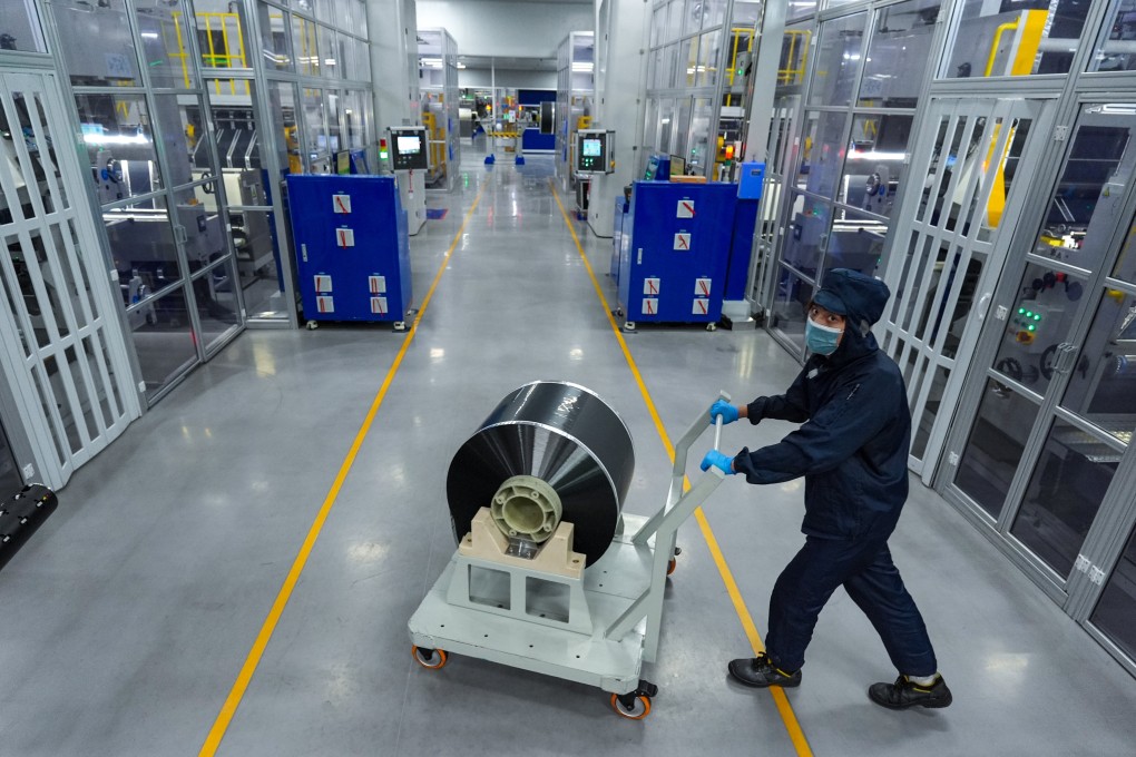 Inside a factory owned by RJECTech, which produces battery storage products in Nansha, Guangzhou province. Photo: Eugene Lee