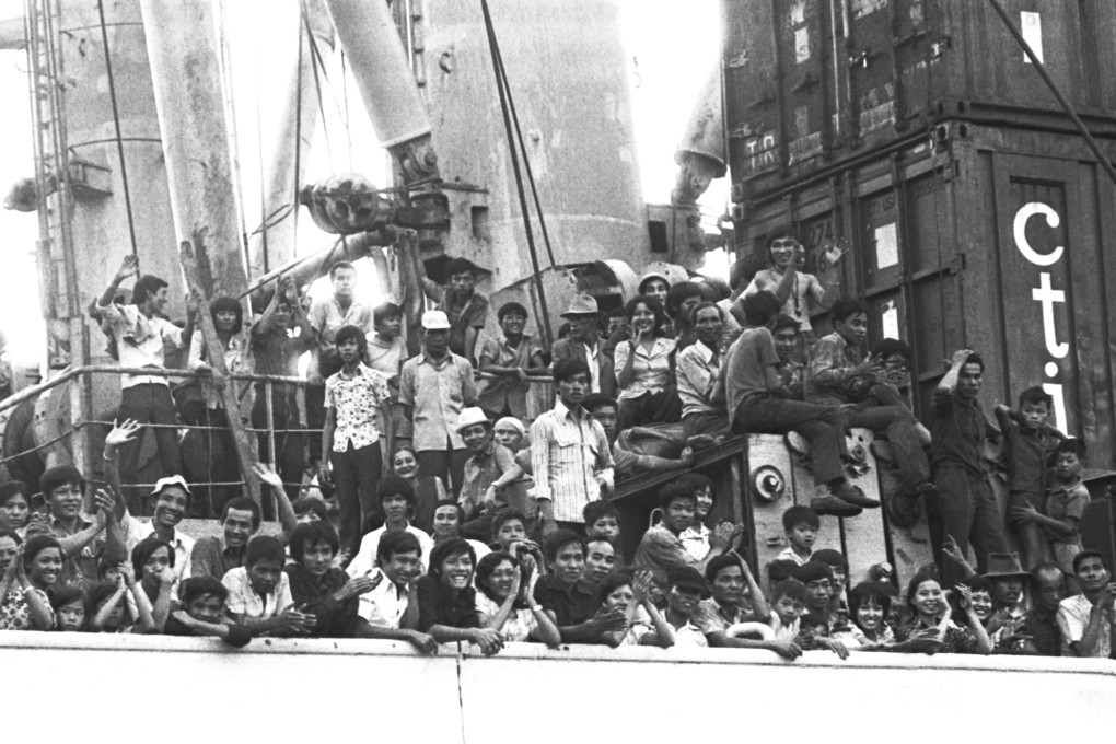 The Danish cargo liner Clara Maersk arrives in Hong Kong’s Kwai Chung port on May 4, 1975, carrying thousands of refugees from Vietnam. Photo: SCMP Pictures