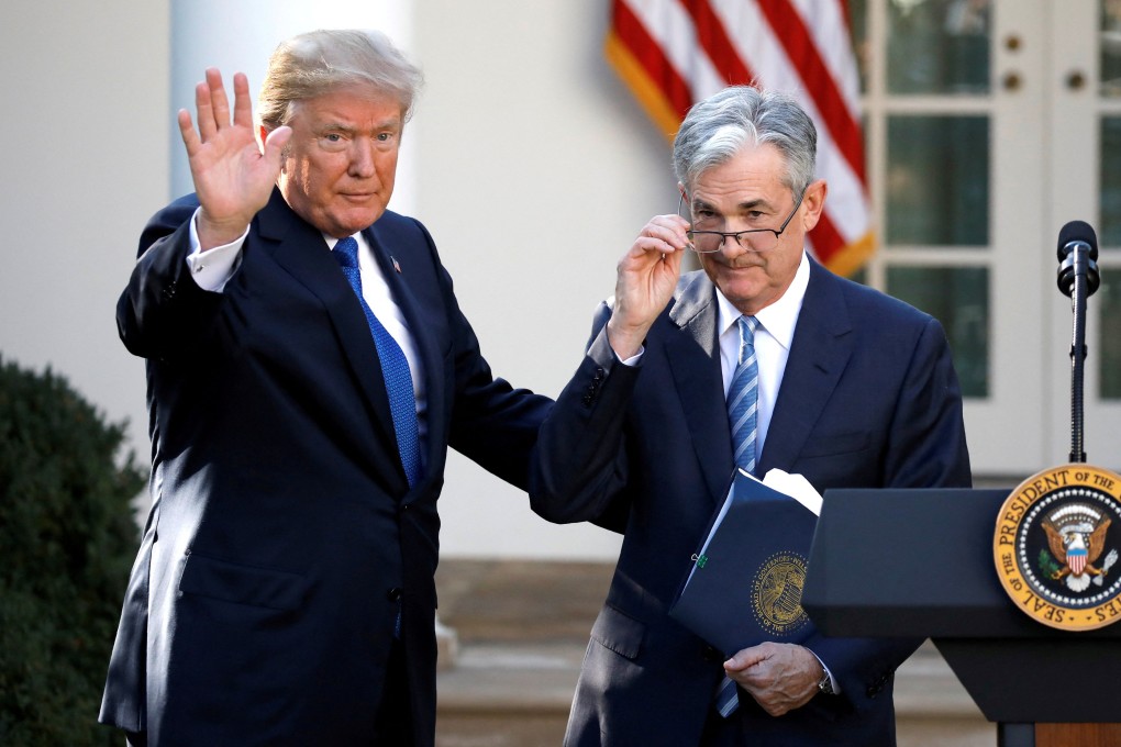 US President Donald Trump with Fed chief Jerome Powell (right) at the White House. Photo: Reuters