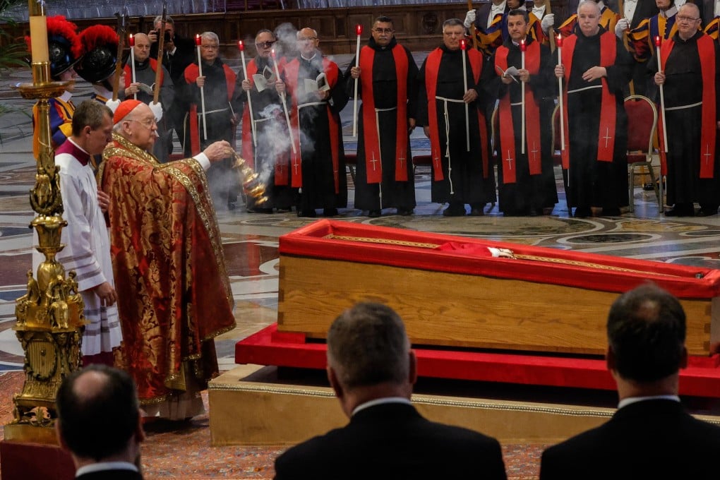 The body of Pope Francis lies in state at St Peter’s Basilica, in Vatican City on Wednesday. Photo: EPA-EFE