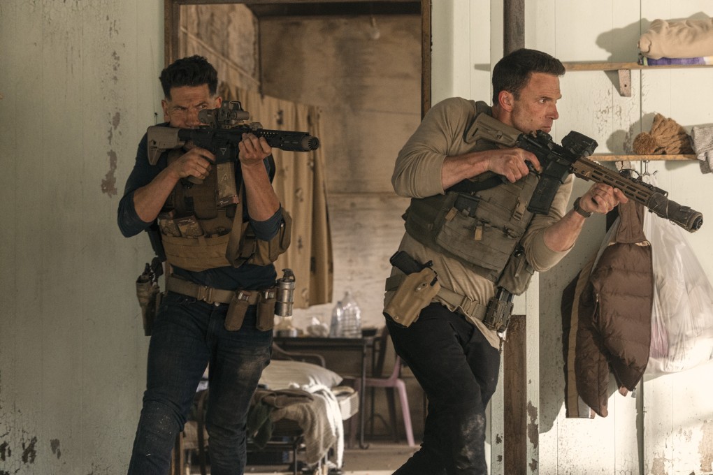 Jon Bernthal (left) as Brax and Ben Affleck as Christian Wolff in a still from The Accountant 2 (category IIB), directed by Gavin O’Connor. Cynthia Addai-Robinson co-stars. Photo: Warrick Page/Prime