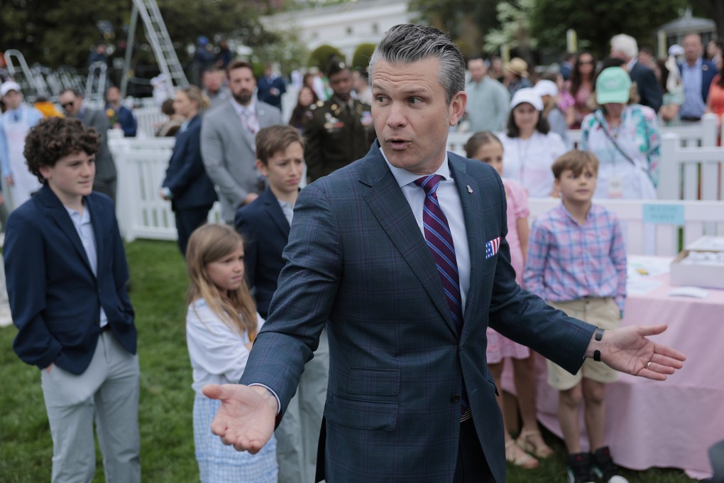 US Defence Secretary Pete Hegseth speaks to reporters at the White House on April 21. Photo: Getty Images/TNS