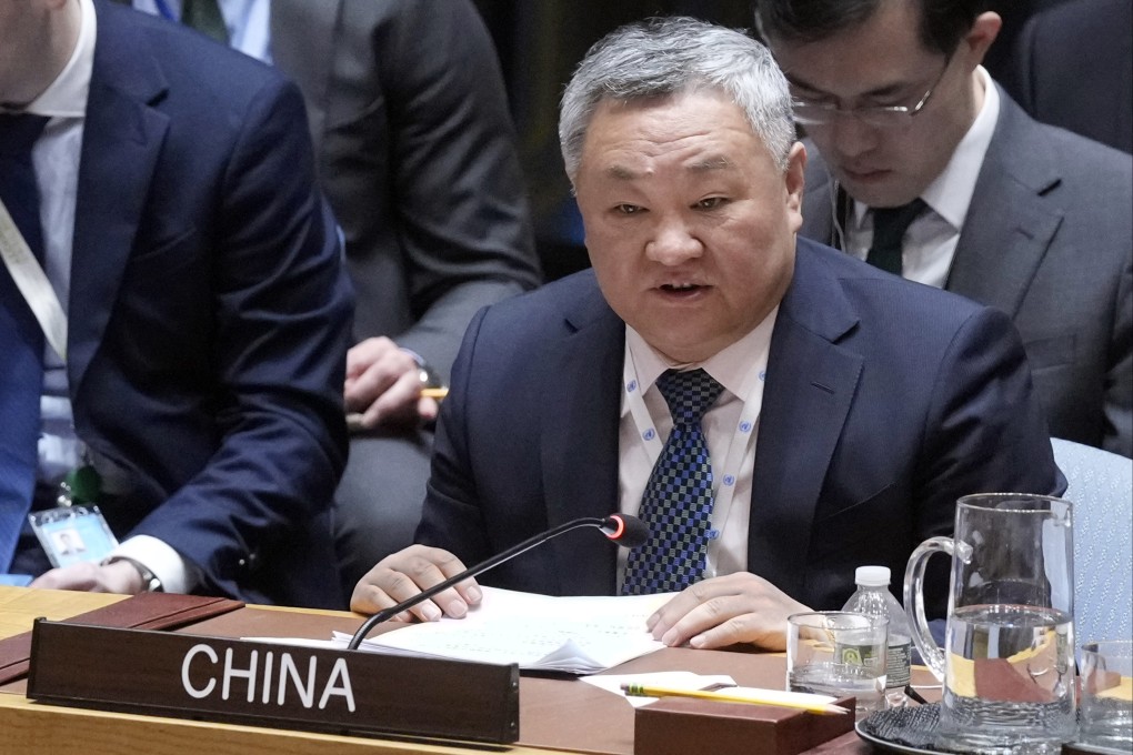 China’s UN Ambassador Fu Cong at a Security Council meeting on March 24. Photo: AP
