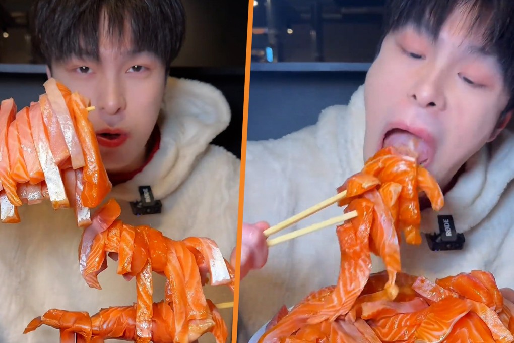 A “cheap” competitive eater from China who devoured an expensive seafood buffet in Japan has been slammed for his behaviour on social media. Photo: SCMP composite/Douyin