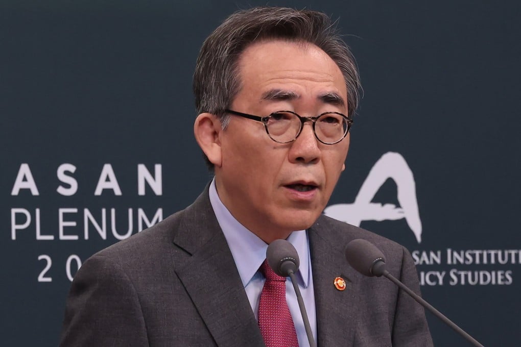 South Korean Foreign Minister Cho Tae-yul speaks during a forum in Seoul on Wednesday. No countries want to see “US-China strategic competition become a zero-sum game”, he said. Photo: EPA-EFE/Yonhap