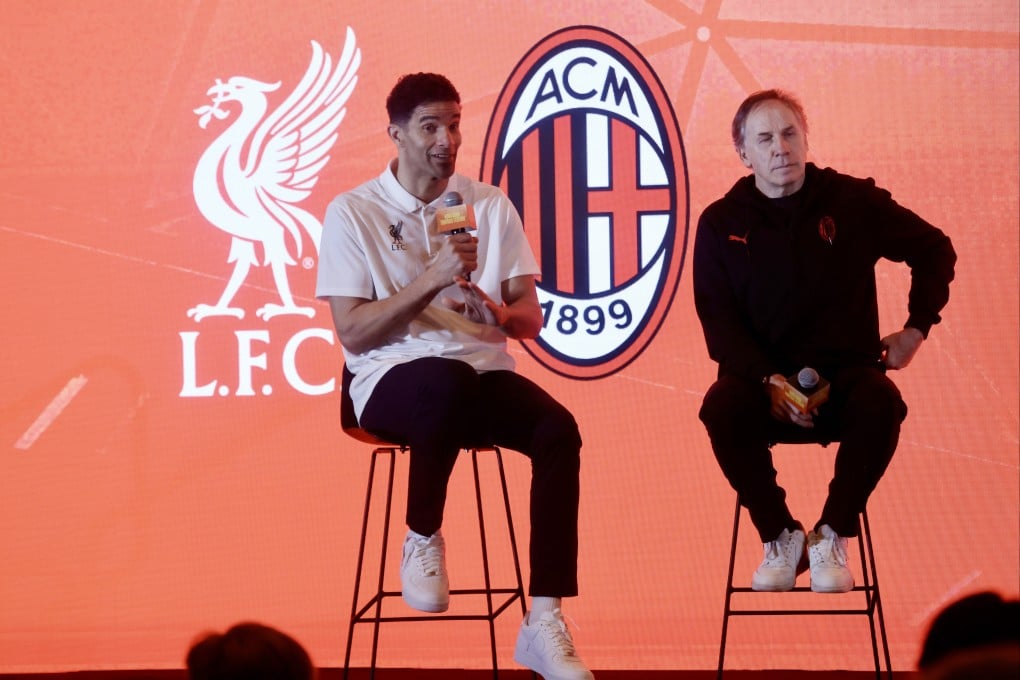 Former Liverpool goalkeeper David James (left) and AC Milan defender Franco Baresi at the launch for the Hong Kong Football Festival. Photo: Jonathan Wong