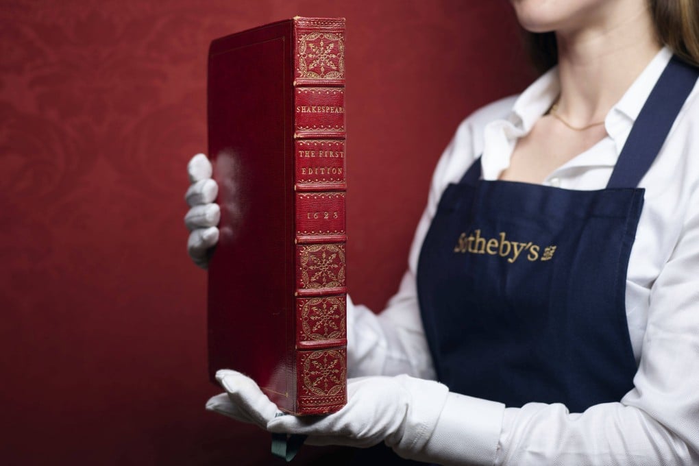 For the first time since 1898, Shakespeare’s First, Second, Third and Fourth Folios will be auctioned in a single lot – by Sotheby’s London on May 23. The auction house estimates the sale price at up to US$6 million. Photo: Sotheby’s via AP