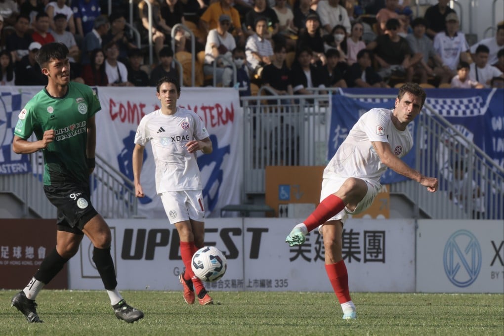 Marcos Gondra plays a pass during Eastern’s FA Cup semi-final win over Tai Po. Photo: Jonathan Wong