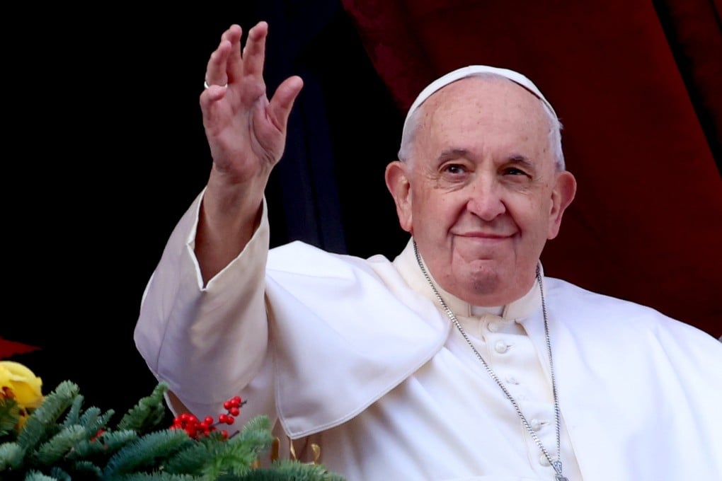 Pope Francis delivers his Christmas Urbi Et Orbi Blessing and his traditional Christmas Day message from the central balcony overlooking  St. Peter’s Square on December 25, 2022 in Vatican City, Vatican. Photo: Getty Images