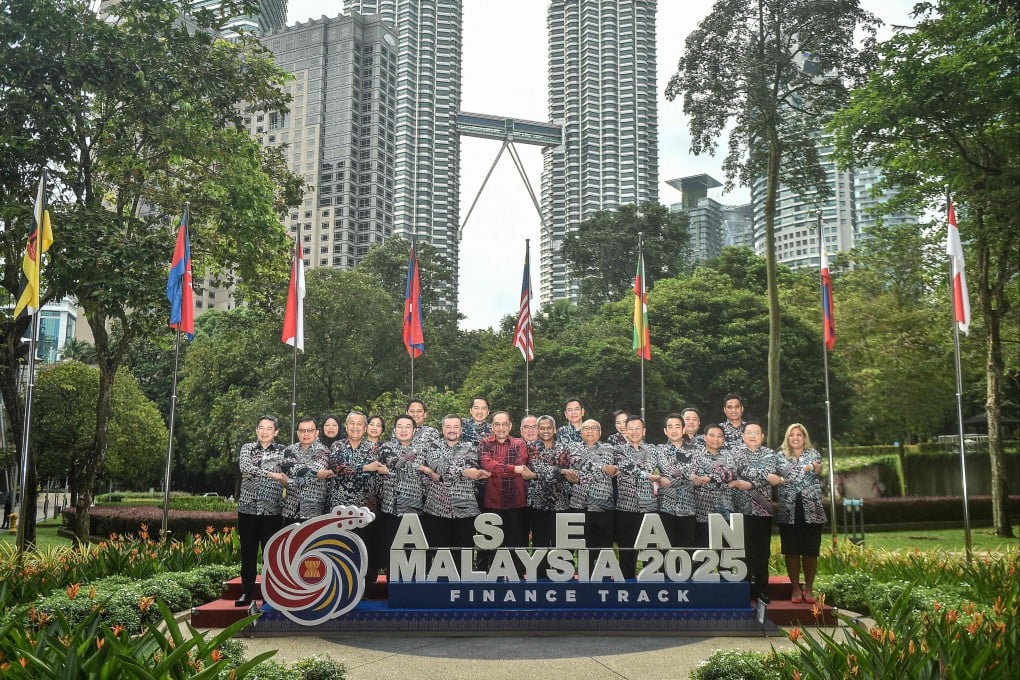 Asean finance ministers and bank governors at the bloc’s meeting in Kuala Lumpur on April 10. Malaysia, as this year’s Asean chair, has called for a coordinated regional response to the US tariffs. Photo: AFP