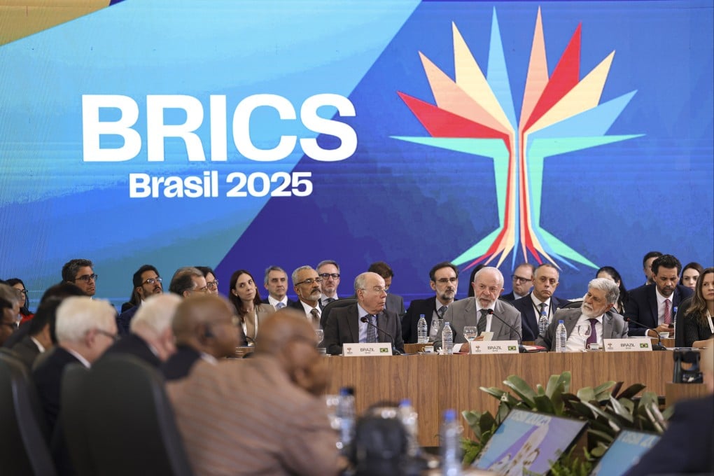 Brazilian President Luiz Inacio Lula da Silva (at centre microphone) speaks during a Brics meeting in Brasília in February. The South American country holds the bloc’s rotating presidency in 2025. Photo: dpa