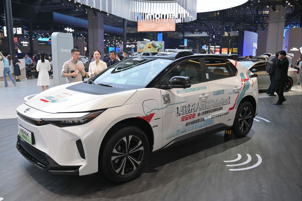 A Toyota Robotaxi is displayed at the Shanghai International Automobile Industry Exhibition in China on April 23. Photo: AFP