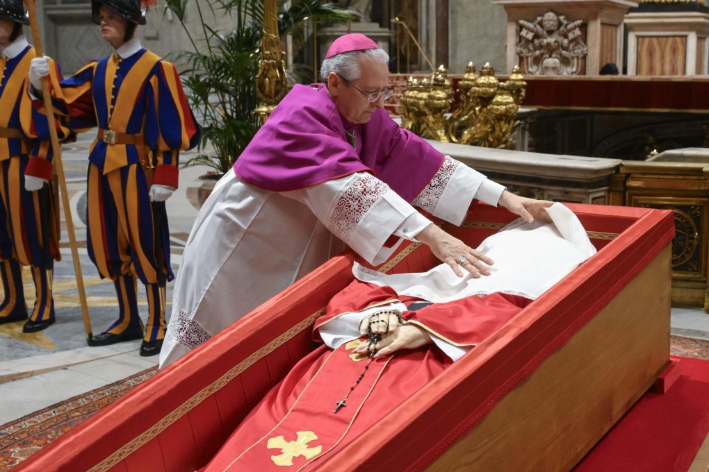 The Rite of Sealing is performed before Pope Francis’ coffin is sealed on the eve of his funeral at St Peter’s Basilica in Vatican City. Photo: EPA-EFE