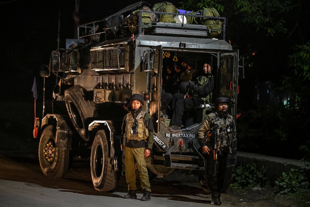 Indian army personnel stand guard near Pahalgam, south of Srinagar, on Tueaday. Photo: AFP