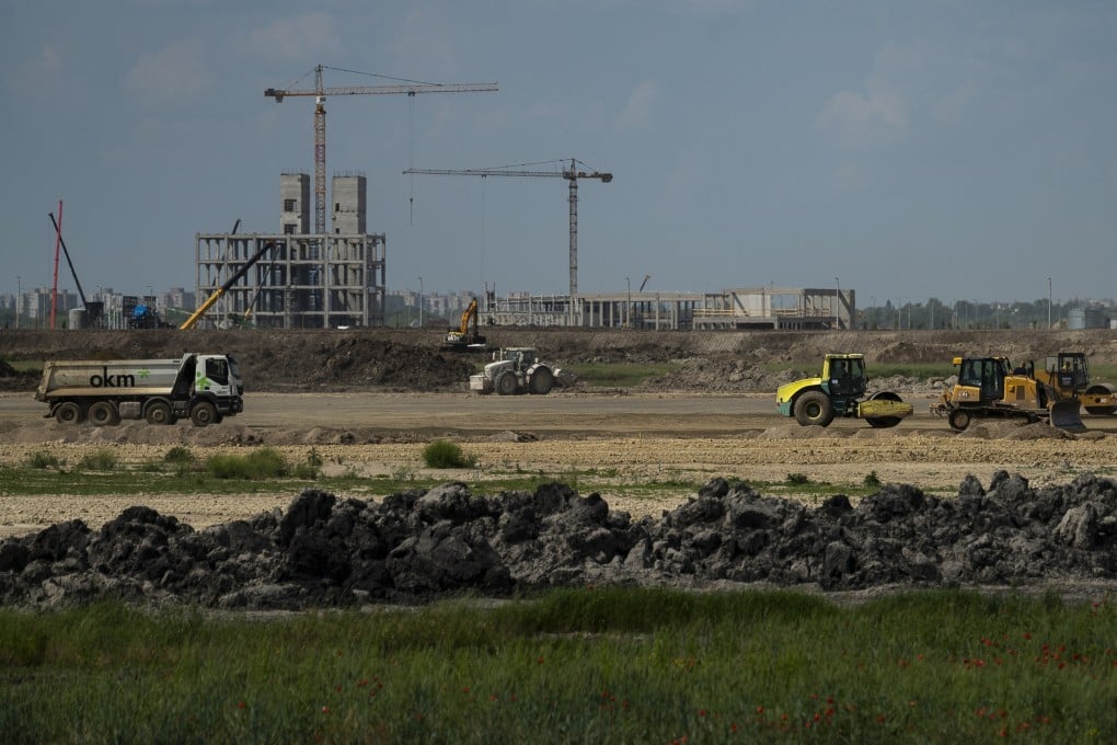 The construction site for a plant of Chinese battery manufacturer CATL near Debrecen, Hungary. Photo: AP