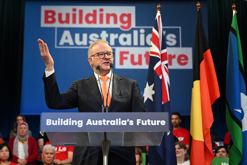 Australian Prime Minister Anthony Albanese speaks during a campaign rally at Parramatta town hall in Parramatta, Sydney, Australia, on Sunday. Photo: Reuters