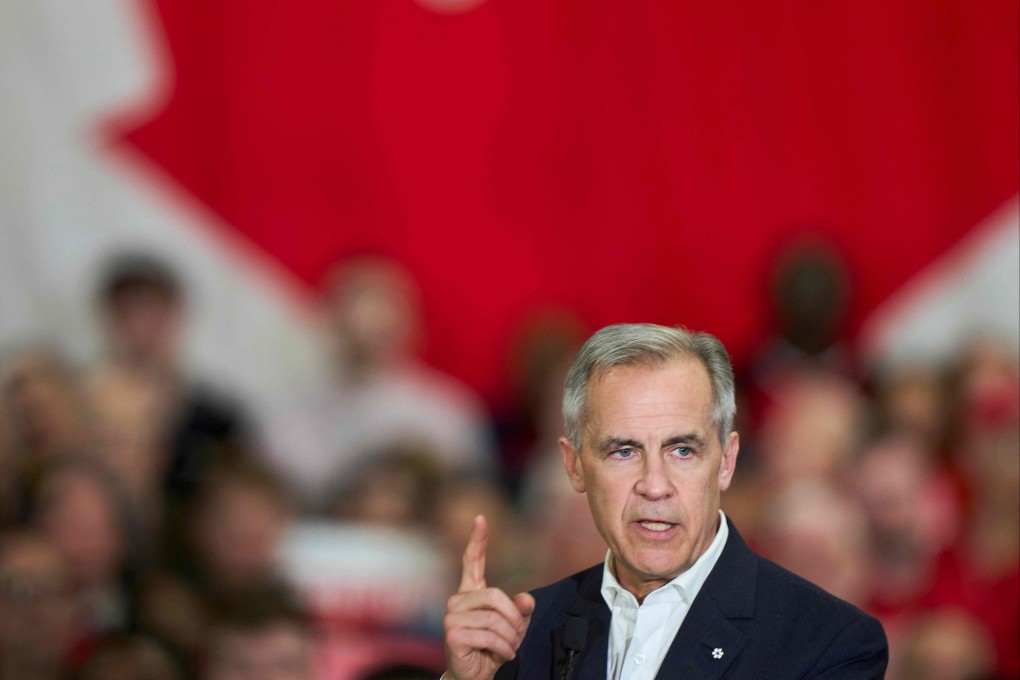 Canadian Prime Minister and Liberal leader Mark Carney during a campaign rally in London, Ontario, on Friday. Photo: AFP
