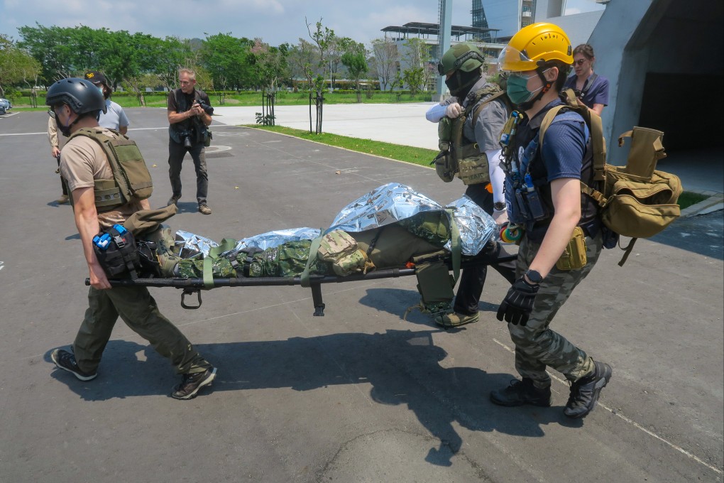 Civil defence self-training groups from across Taiwan took part in a two-day joint training exercise 
that reflected a growing bottom-up effort to raise public consciousness about the importance of civilian disaster preparedness. Photo: CNA
