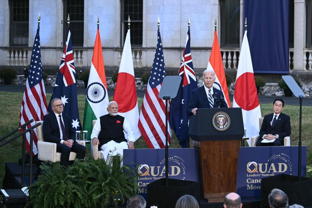 Leaders from the US, Japan, India and Australia meet at a  Quadrilateral summit in Delaware last year. Photo: AFP