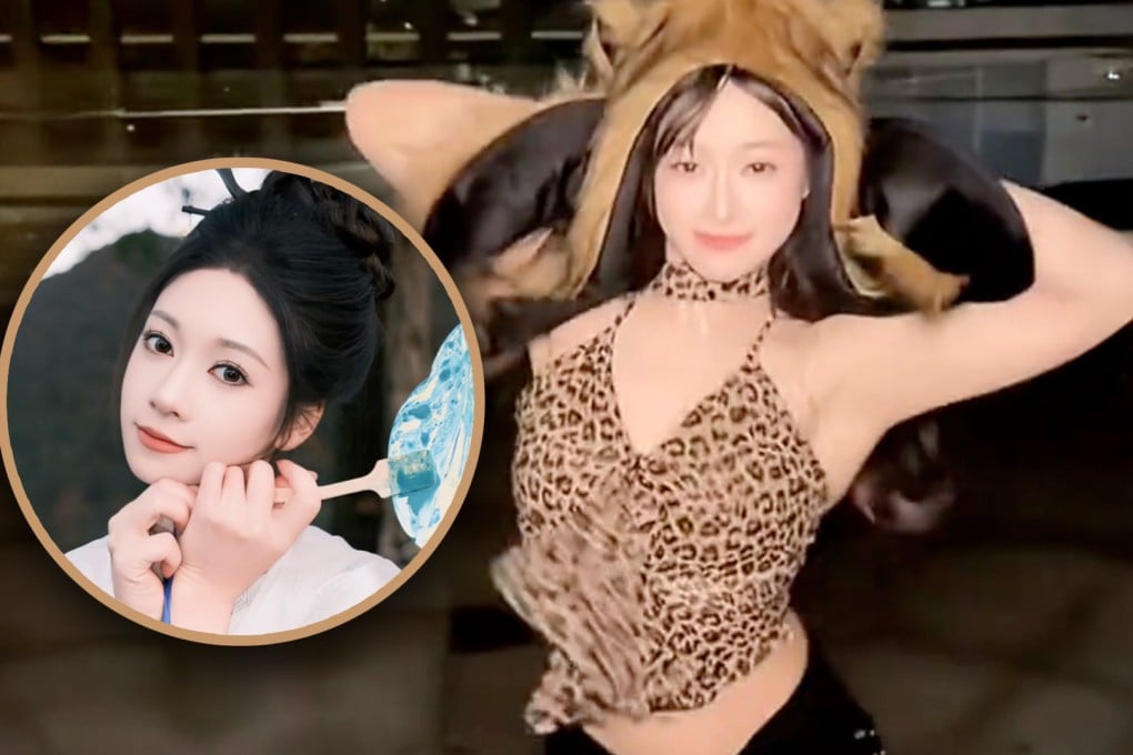 A former Chinese gymnast has made an online comeback after she was banned for performing sexy dances during live-streaming sessions. Photo: SCMP composite/Douyin