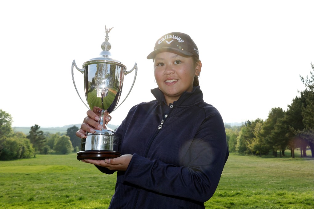 Hong Kong’s Sabrina Wong with the trophy after her triumph at Gog Magog Golf Club on Sunday. Photo: The R&A