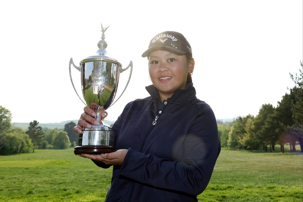 Hong Kong’s Sabrina Wong with the trophy after her triumph at Gog Magog Golf Club on Sunday. Photo: The R&A