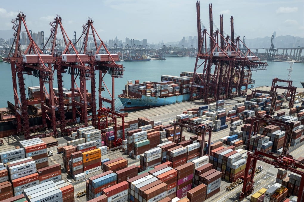 An aerial view of the Kwai Chung Container Terminals. The value of Hong Kong’s total exports rose by 10.9 per cent year on year in the first quarter of 2025. Photo: Eugene Lee