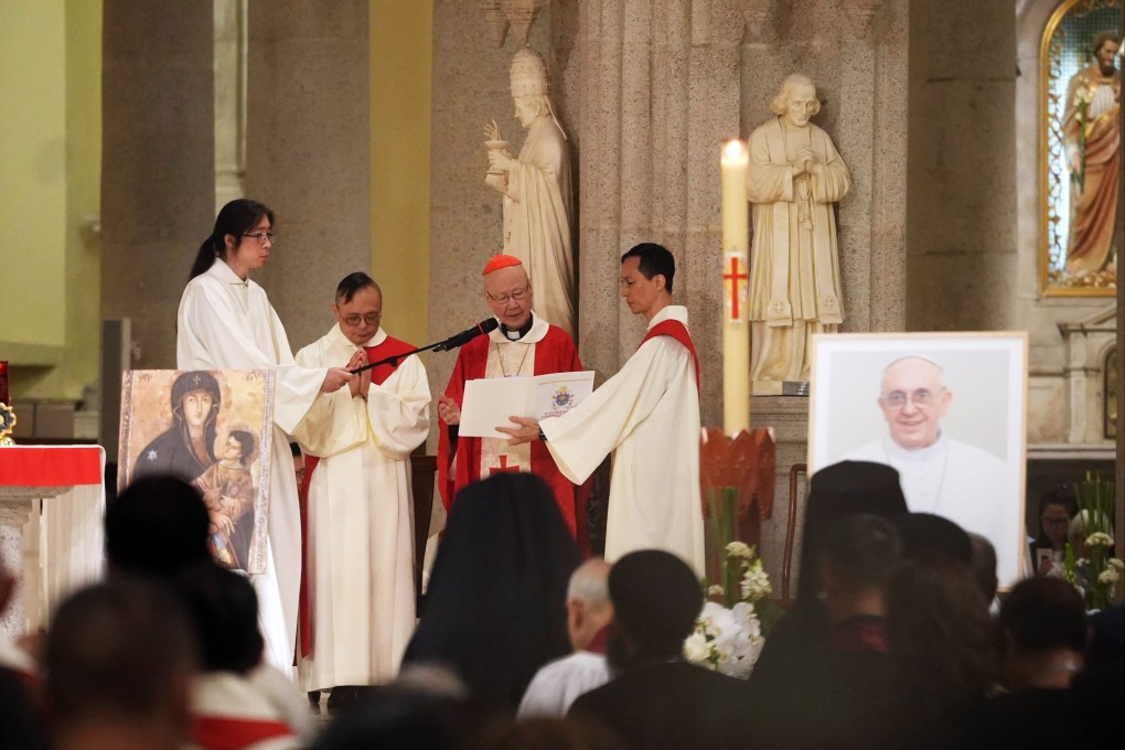 A requiem mass for Pope Francis was held at the Cathedral of Immaculate Conception on Monday. Photo: Sun Yeung