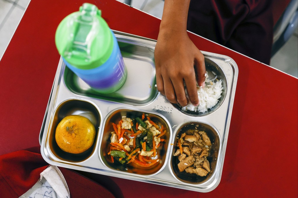 A free meal provided at a school in Depok, West Java under the Indonesian government’s free nutritious meal programme. Photo: EPA-EFE