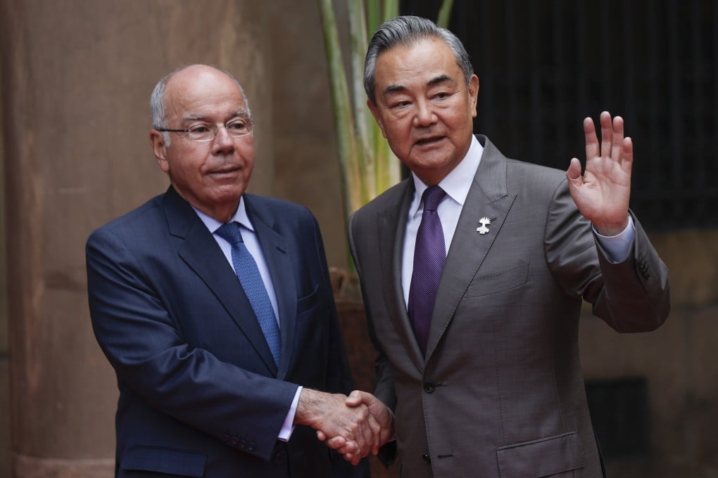 Brazilian Foreign Minister Mauro Vieira (left) shakes hands with Chinese Foreign Minister Wang Yi during a Brics meeting at Itamaraty Palace in Rio de Janeiro, Brazil, on Monday. Photo: EPA-EFE